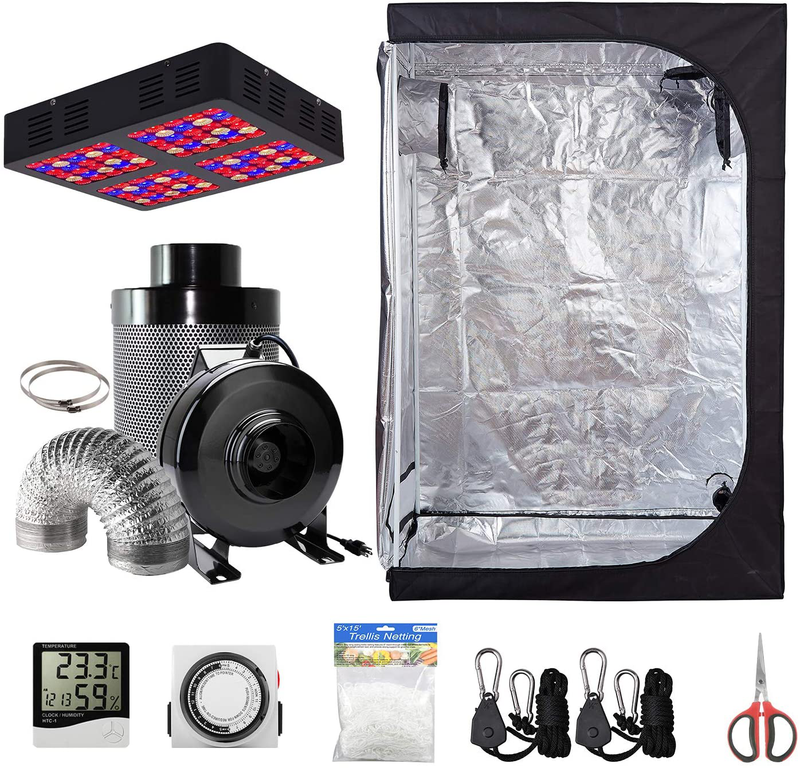 Hydro plus Grow Tent Kit Complete LED 300W Grow Light + 4" Fan Filter Ventilation Kit + 24"X24"X48" Grow Tent Setup Hydroponics Indoor Growing System Sporting Goods > Outdoor Recreation > Camping & Hiking > Tent Accessories Hydro Plus LED 600W+36''x20''x63'' Kit  