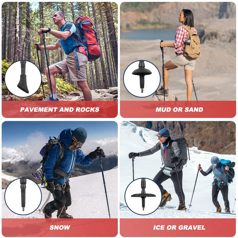 KINGGEAR Trekking Poles, Collapsible Adjustable Walking Sticks, Lightweight 7075 Aluminum, Quick Flip Lock, Anti-Sweat Cork, Tungsten Tips for Hiking, Nordic Walking and Cross Trekking