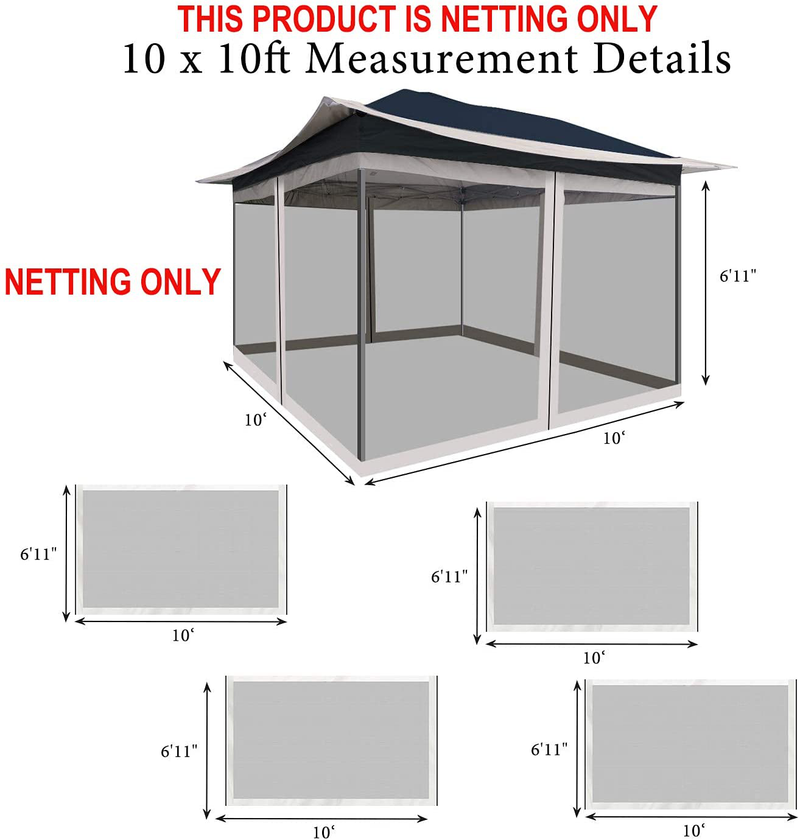 Curtain Style Canopy Screen Netting Walls Only with 4 Side Zipper for Universal 10x10 Pop Up Canopy Tent or Gazebo (Fit Our 12X12 Overhang style Outdoor Gazebo), Grey Home & Garden > Lawn & Garden > Outdoor Living > Outdoor Structures > Canopies & Gazebos Casualstay   