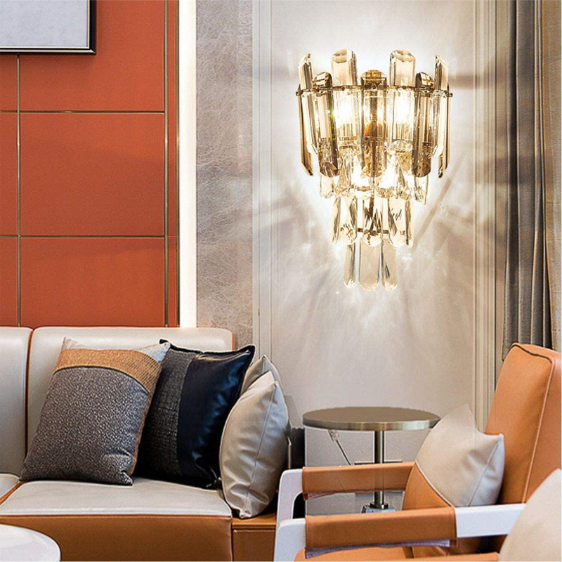 Fulesi Modern Glass Crystal Wall Sconce Contemporary Gold Wall Lamp Fixtures with Metal Champagne Finish, Clear Crystal Wall Mount Light for Bedside Bedroom Living Room… (1 Pack) Home & Garden > Lighting > Lighting Fixtures > Wall Light Fixtures KOL DEALS   