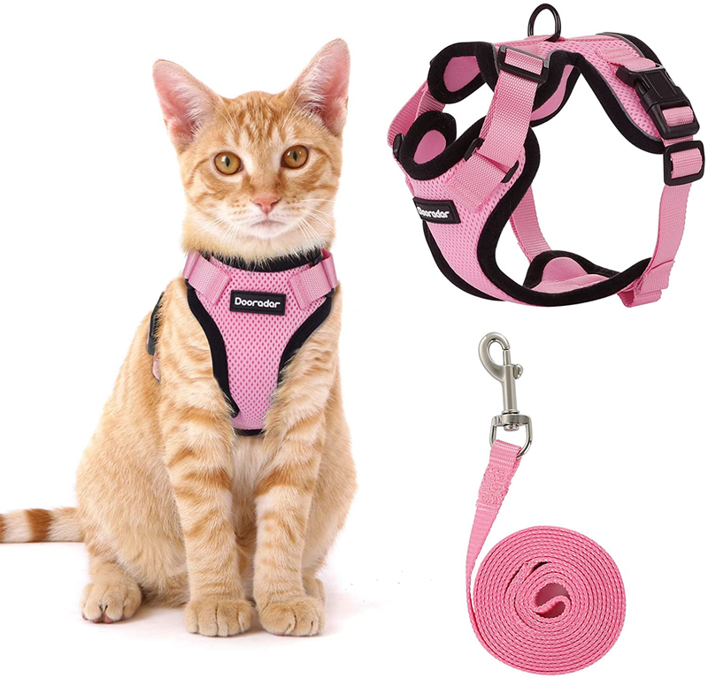 Dooradar Cat Leash and Harness Set, Escape Proof Safe Breathable Cat Vest Harness for Walking , Easy Control Soft Adjustable Reflective Strips Mesh Jacket for Cats, Pink, XS (Chest: 13.5” -16.0”) Animals & Pet Supplies > Pet Supplies > Cat Supplies > Cat Apparel Dooradar   