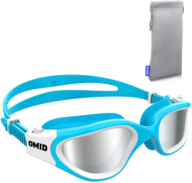 OMID Swim Goggles, Comfortable Polarized Anti-Fog Swimming Goggles for Adult Sporting Goods > Outdoor Recreation > Boating & Water Sports > Swimming > Swim Goggles & Masks OMID K-bright Polarized Silver - Blue Frame  