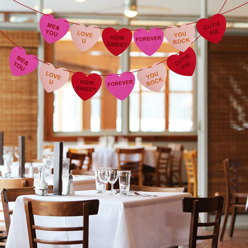 Felt Heart Garland Banner for Conversation Valentine'S Day Decoration NO DIY 2 Pack Valentines Day Banner Decor, Anniversary Wedding Birthday Party Decorations Arts & Entertainment > Party & Celebration > Party Supplies GMAOPHY   