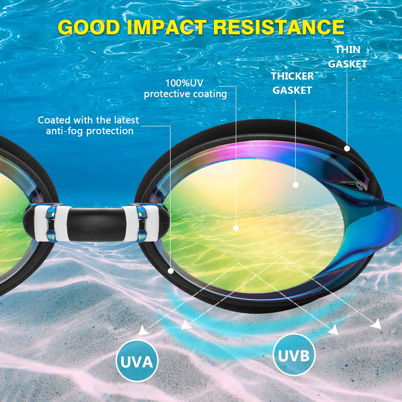 Portzon Swim Goggles, Silicone Nose Bridge, Clear Vision, UV Protection, Anti-Fog, Swimming Goggles Sporting Goods > Outdoor Recreation > Boating & Water Sports > Swimming > Swim Goggles & Masks Portzon   