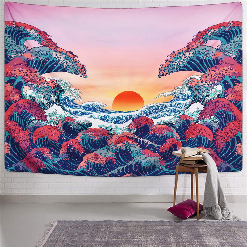 Ocean Wave Tapestry Sunset Tapestry 3D Great Wave Tapestry Japanese Tapestry for Room… Home & Garden > Decor > Artwork > Decorative Tapestries Sevenstars Ocean Wave 59.1" x 82.7" 