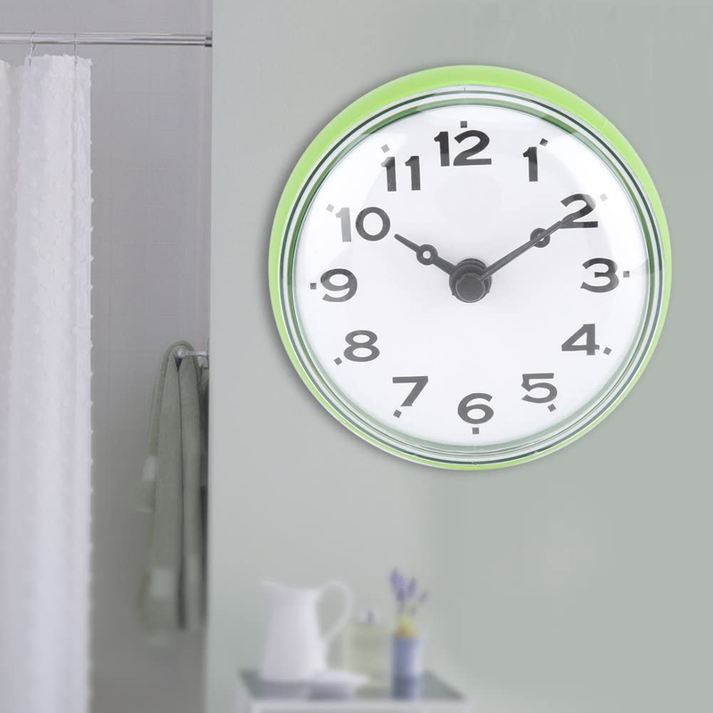 Ciglow Mini Waterproof Clock Electronic, Sucker Wall Clock Portable Bathroom Shower Clock Water.(Green)