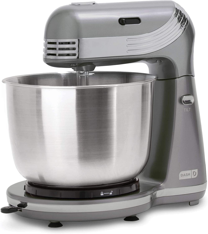 Dash Stand Mixer (Electric Mixer for Everyday Use): 6 Speed Stand Mixer with 3 qt Stainless Steel Mixing Bowl, Dough Hooks & Mixer Beaters for Dressings, Frosting, Meringues & More - Red Home & Garden > Kitchen & Dining > Kitchen Tools & Utensils > Kitchen Knives DASH Graphite Mixer 
