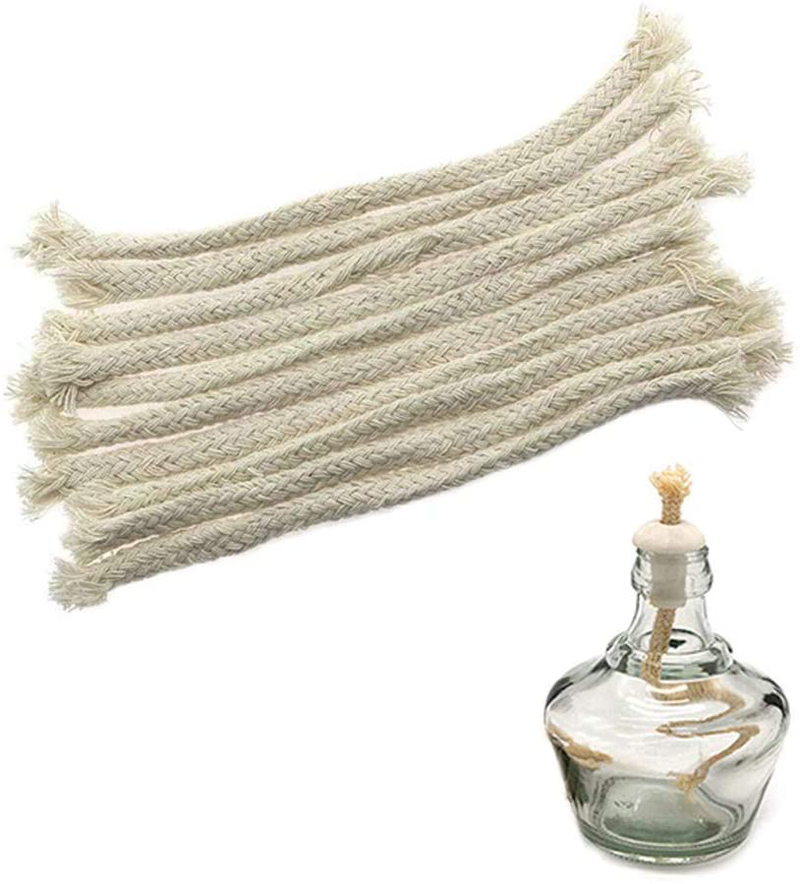 Sovolee 1/4" Round Cotton Oil Lamp Wicks, Braided Cotton Replacement Wick for Kerosene Oil Lamp and Oil Burners Lantern (20 Pcs, Not Included lamp)
