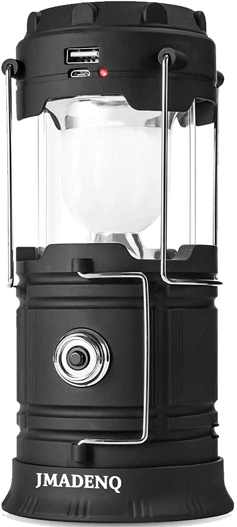 Lanterns, Camping Lantern, Solar Lantern Flashlights Charging for Phone, USB Rechargeable Led Camping Lantern, Collapsible & Portable for Emergency, Hurricanes, Power Outage, Storm (2 Pack) Home & Garden > Lighting > Lamps JMADENQ Black 1  