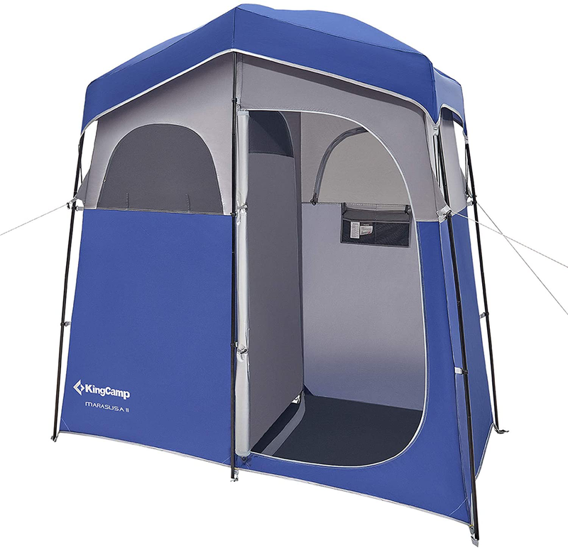 Kingcamp Shower Tent Oversize Outdoor Shower Tents for Camping Dressing Room Portable Shelter Changing Room Shower Privacy Shelter Single/Double Shower Tent Sporting Goods > Outdoor Recreation > Camping & Hiking > Portable Toilets & Showers KingCamp Double-BLUE  