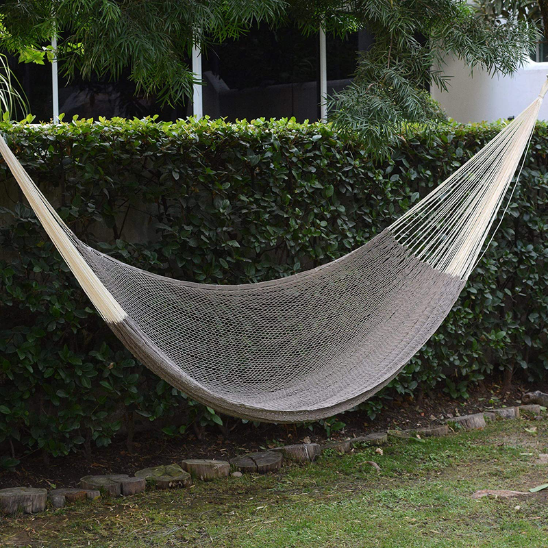NOVICA Natural Grey Hand Woven Cotton 2 Person XL Mayan Rope Hammock with Hanging Accessories, Maya Mist' (Double)