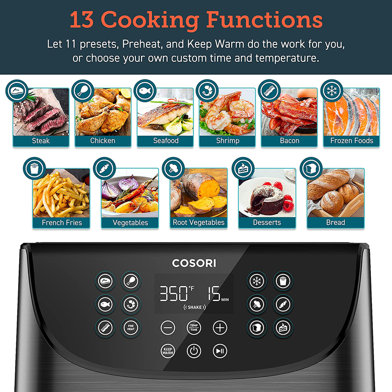 COSORI Air Fryer Max XL(100 Recipes) Digital Hot Oven Cooker, One Touch Screen with 13 Cooking Functions, Preheat and Shake Reminder, 5.8 QT, Black Home & Garden > Kitchen & Dining > Kitchen Tools & Utensils > Kitchen Knives COSORI   