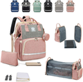 NEENUX Diaper Bag Backpack - 3 in 1 Diaper Bag with Changing Station, Baby Bag Backpack, Travel Bassinet Foldable Baby Bed, Portable Changing Pad, Diaper Bags for Baby Girl and Boy, USB Charging Port Sporting Goods > Outdoor Recreation > Camping & Hiking > Mosquito Nets & Insect Screens NEENUX Pink - Grey  