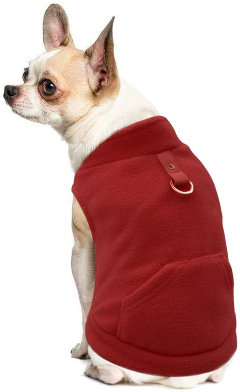 EXPAWLORER Fleece Autumn Winter Cold Weather Dog Vest Harness Clothes with Pocket for Small Dogs Animals & Pet Supplies > Pet Supplies > Cat Supplies > Cat Apparel EXPAWLORER Red Small (Pack of 1) 