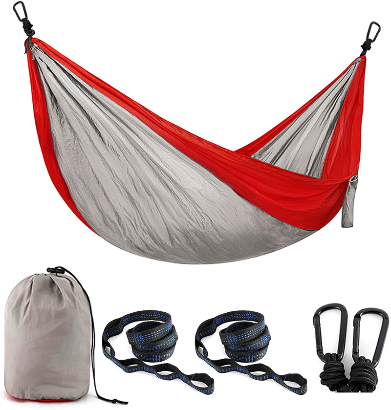 Single & Double Camping Hammock with 2 Tree StrapsLightweight Portable Parachute Nylon Hammock Set for Travel, Backpacking,Beach,Yard and Outdoor Survival (Mint Green/Turquoise, Twin) Home & Garden > Lawn & Garden > Outdoor Living > Hammocks Ocodio Red/Silver Grey Full 