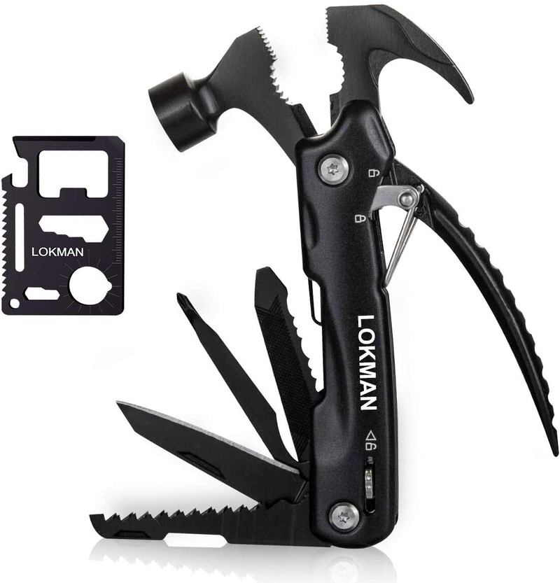 Gift for Dad - LOKMAN 14 in 1 Stainless Steel Handy Camping Survival Tool for Father, Men, Women, Come with Bonus Card Sized Multitool Sporting Goods > Outdoor Recreation > Camping & Hiking > Camping Tools LOKMAN Black  