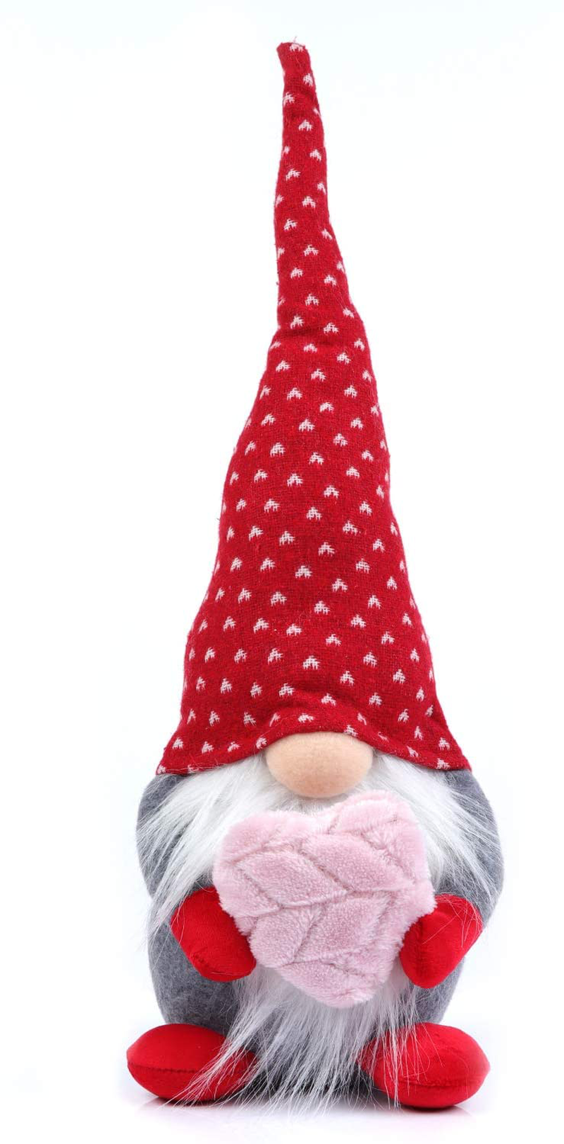 Madanar Valentine'S Day Gnome Plush Fuzzy Hat Handmade Swedish Decor for Tiered Tray Shelf Table Mother'S Day Decorations (Fuzzy Hat) Home & Garden > Decor > Seasonal & Holiday Decorations Madanar Pink Heart  