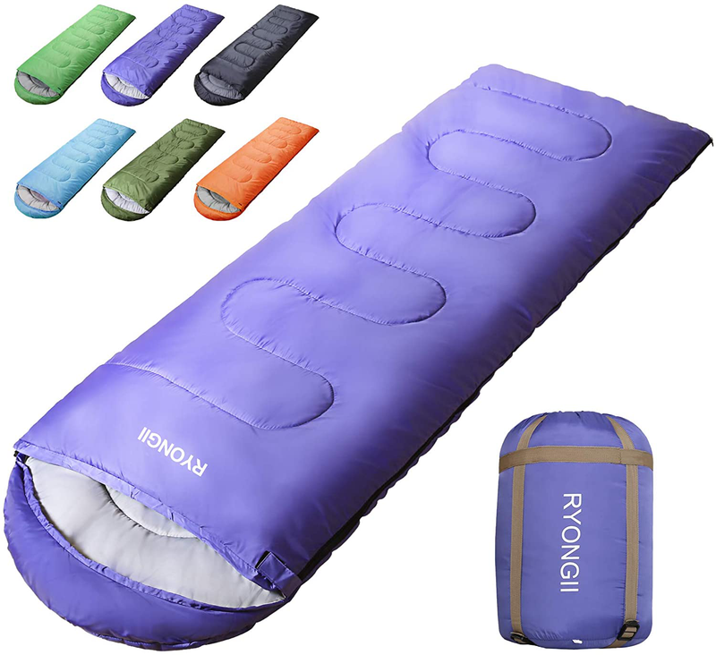 RYONGII Sleeping Bags 32℉ for Adults Teens - 4 Seasons Portable Compressionlightweight Waterproof Youth for Indoor & Outdoor, Waterproof, Backpacking and Outdoors Hiking Sporting Goods > Outdoor Recreation > Camping & Hiking > Sleeping Bags RYONGII Purple / Right Zip  