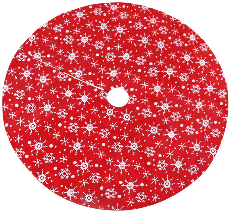 Senneny 48 Inch Christmas Tree Skirt - Red and White Snowflake Christmas Tree Skirts Mat Double Layers for Xmas Holiday Party Decorations Home & Garden > Decor > Seasonal & Holiday Decorations > Christmas Tree Skirts Senneny   