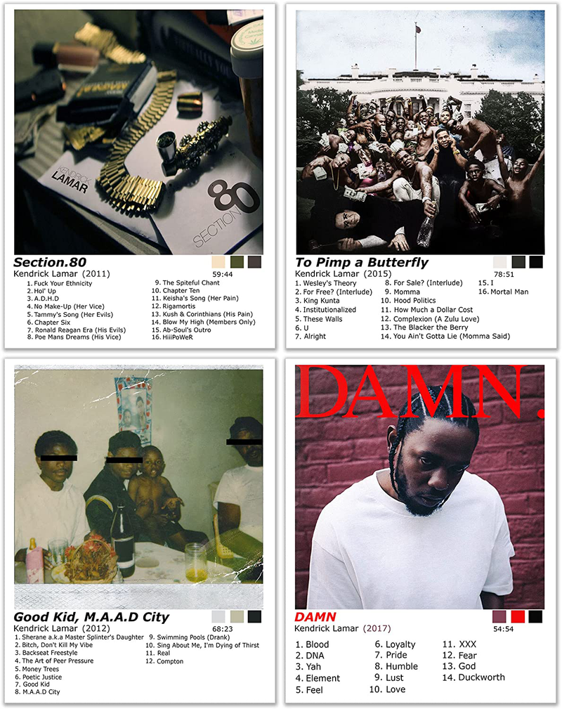 Kendrick Lamar Posters Wall Art Decor Prints Photos Pics - Set of 4 (11X14) Inch Home & Garden > Decor > Artwork > Posters, Prints, & Visual Artwork Blue River   