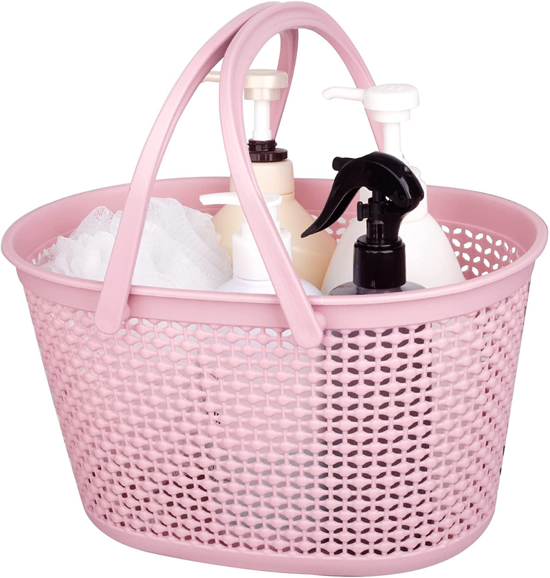 Rejomiik Portable Shower Caddy Basket, Plastic Organizer Storage Tote with Handles for Bathroom, College Dorm, Kitchen - Grey Sporting Goods > Outdoor Recreation > Camping & Hiking > Portable Toilets & Showers rejomiik C-pink 1pack-C 