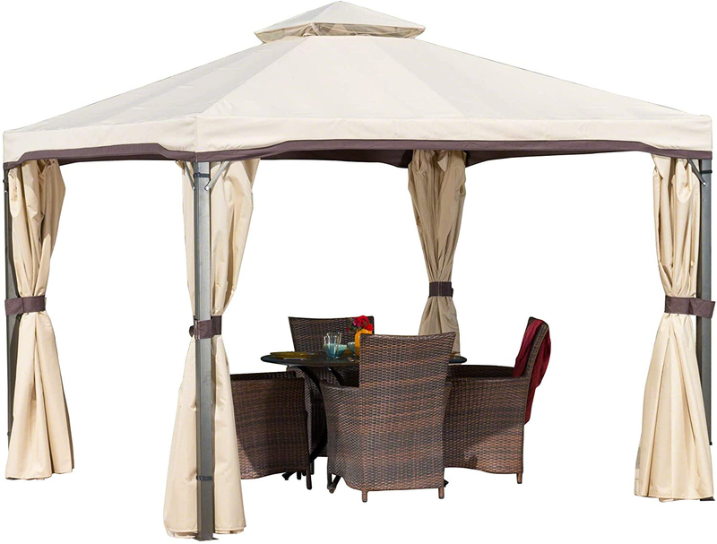 Christopher Knight Home CKH Outdoor Gazebo Canopy with Net Drapery, Beige Home & Garden > Lawn & Garden > Outdoor Living > Outdoor Structures > Canopies & Gazebos Christopher Knight Home Default Title  