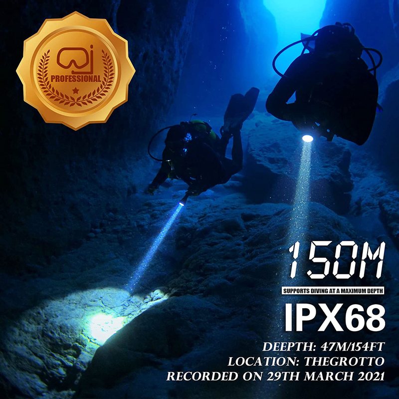 Scuba Diving Lights, PFSN DF-3000 Professional Underwater Flashlight 150m Waterproof Dive Torch with 4800mAh 21700 Rechargeable Battery, Super Bright Light Great for Night Caving Explore Fishing Home & Garden > Pool & Spa > Pool & Spa Accessories PFSN professioner   