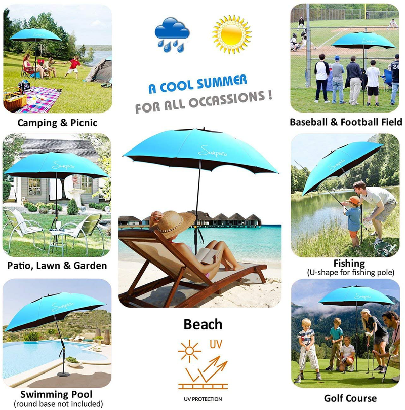 Sunphio Large Windproof Beach Umbrella, Sturdy and UV Protection, Portable Sun Shade Best for Camping, Picnic, Sand, Patio and More, 2 Metal Sand Anchor, 1 Big Carry Bag, 360 Tilt Mechanism (Blue) Home & Garden > Lawn & Garden > Outdoor Living > Outdoor Umbrella & Sunshade Accessories Sunphio   