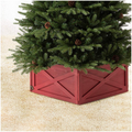 glitzhome Natural Wooden Tree Collar Christmas Tree Skirt Tree Box Tree Stand Cover, 22" L Home & Garden > Decor > Seasonal & Holiday Decorations > Christmas Tree Skirts Glitzhome Red  