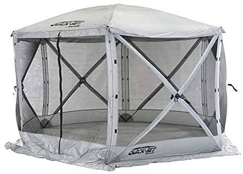 CLAM Quick-Set Escape 11.5 x 11.5 Foot Portable Pop-Up Outdoor Camping Gazebo Screen Tent 6 Sided Canopy Shelter with Ground Stakes & Carry Bag, Green Home & Garden > Lawn & Garden > Outdoor Living > Outdoor Structures > Canopies & Gazebos CLAM Gray Large 