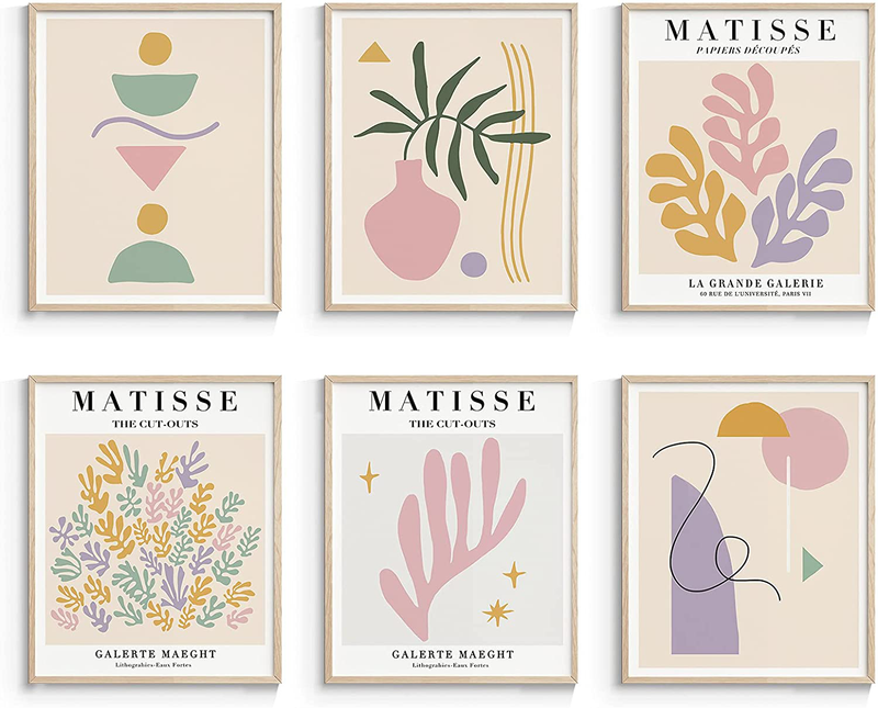 Insimsea Matisse Wall Art Exhibition 11X14In Poster & Prints, Abstract Art Prints UNFRAMED, Boho Wall Posters for Room Aesthetic, Set of 6 Home & Garden > Decor > Artwork > Posters, Prints, & Visual Artwork InSimSea 8x10  
