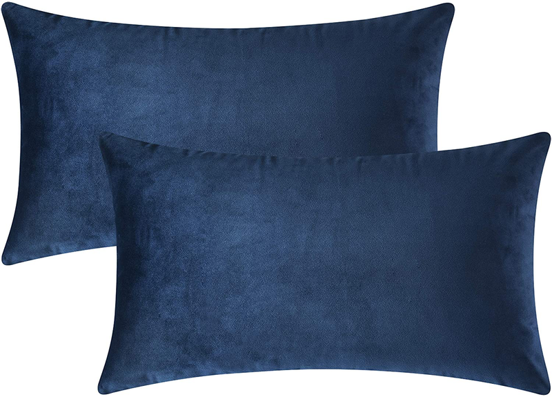 Mixhug Decorative Throw Pillow Covers, Velvet Cushion Covers, Solid Throw Pillow Cases for Couch and Bed Pillows, Burnt Orange, 20 x 20 Inches, Set of 2 Home & Garden > Decor > Chair & Sofa Cushions Mixhug Navy Blue 12 x 20 Inches, 2 Pieces 