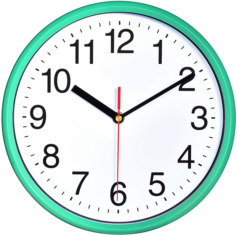 Plumeet Black Wall Clock - 10" Non Ticking Quartz Silent Wall Clocks - Simple Design Wall Clocks for Living Room Decor - Battery Operated (Black Face) Home & Garden > Decor > Clocks > Wall Clocks Plumeet Cyan  