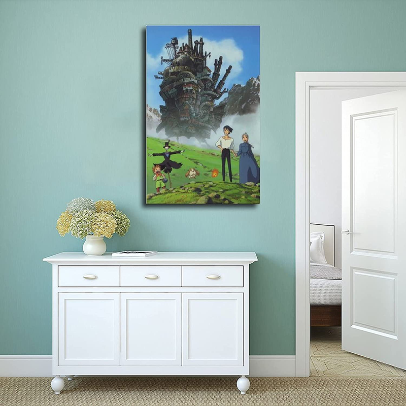 Classic Large-Scale Movie Masterpiece Howl'S Moving Castle Art Print Poster 8 Canvas Poster Bedroom Decor Sports Landscape Office Room Decor Gift 12X18Inch(30X45Cm) Unframe-Style Home & Garden > Decor > Artwork > Posters, Prints, & Visual Artwork GGHB   