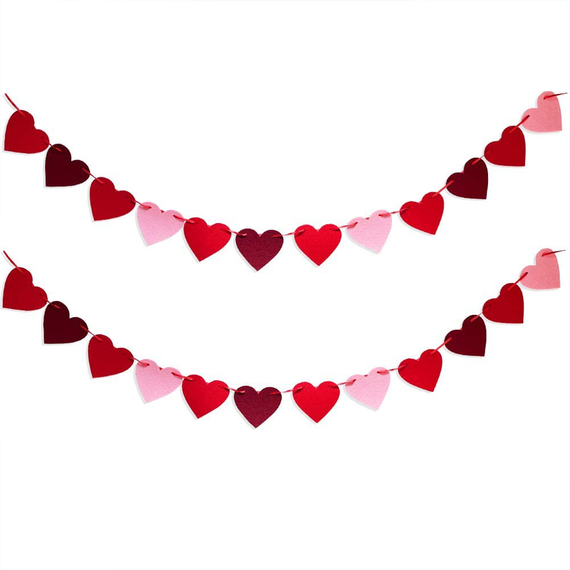 Heart Garland Banner for Valentines Day Decorations Red Pink Heart Felt Banners Garland for Fireplace, Anniversary, Wedding, Engagement Party Home Decor Arts & Entertainment > Party & Celebration > Party Supplies TrlaFy Multi-colored/50Pcs  