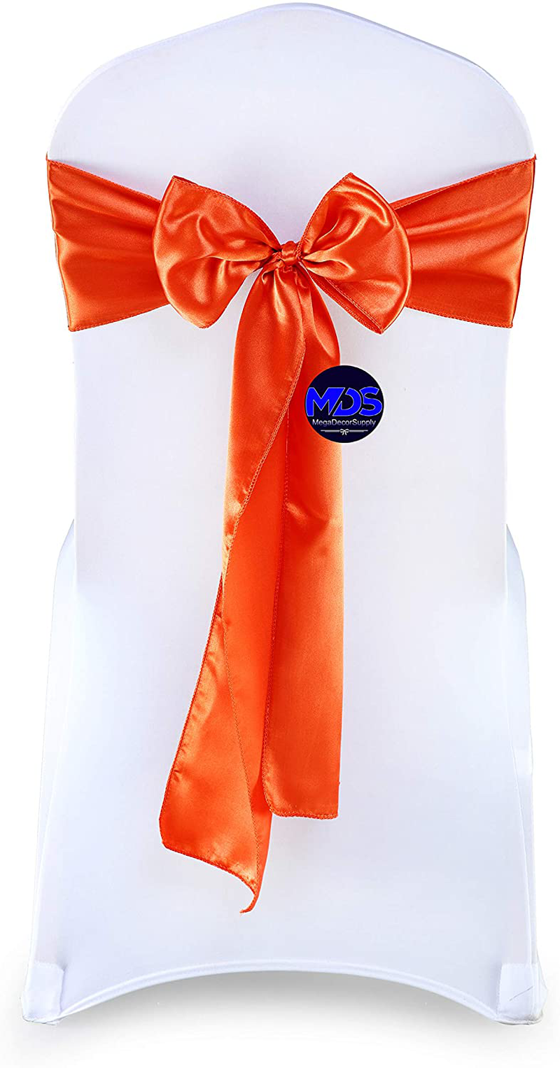mds Pack of 25 Satin Chair Sashes Bow sash for Wedding and Events Supplies Party Decoration Chair Cover sash -Gold Arts & Entertainment > Party & Celebration > Party Supplies mds Brunt Orange 25 