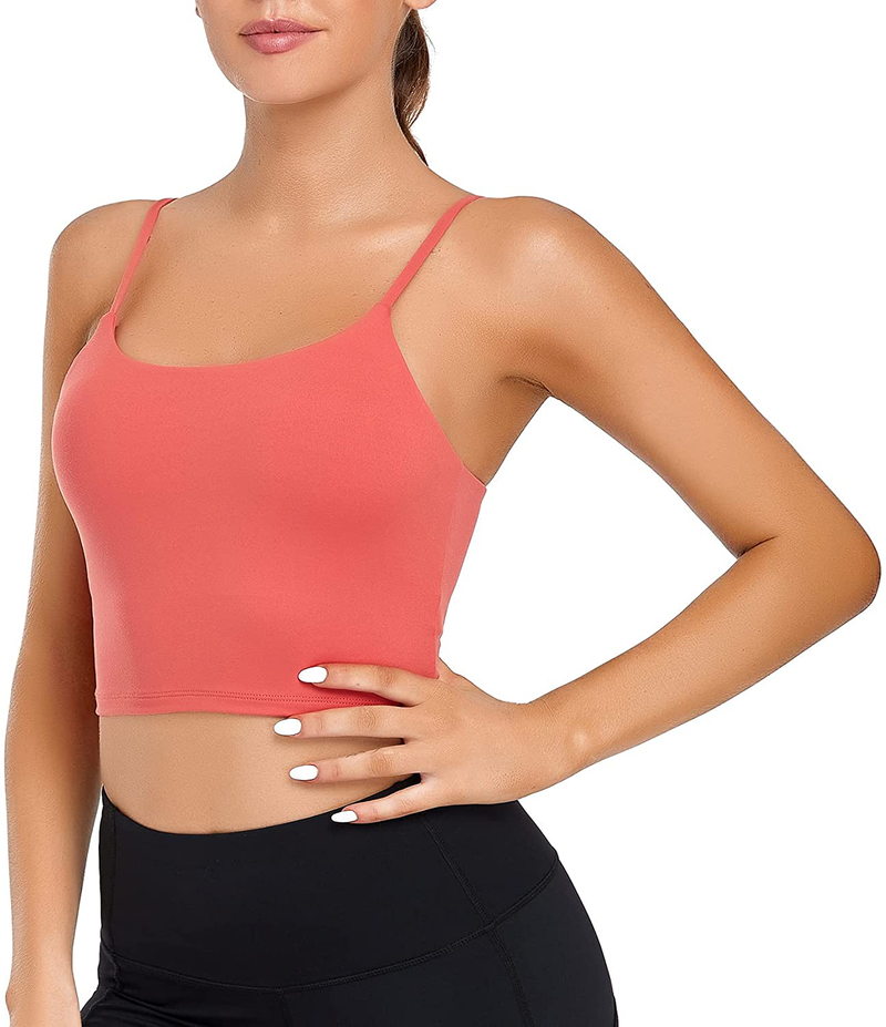 Lemedy Women Padded Sports Bra Fitness Workout Running Shirts Yoga Tank Top Apparel & Accessories > Clothing > Underwear & Socks > Bras Lemedy Red Coral Large 