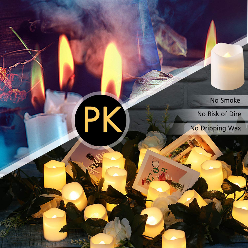 Flameless Votive Candles,Flameless Flickering Electric Fake Candle,Pack of 24,Battery Operated LED Tea Lights in Warm White for Wedding,Table,Festival Celebration,Halloween,Christmas Decorations Home & Garden > Decor > Home Fragrances > Candles SHYMERY   