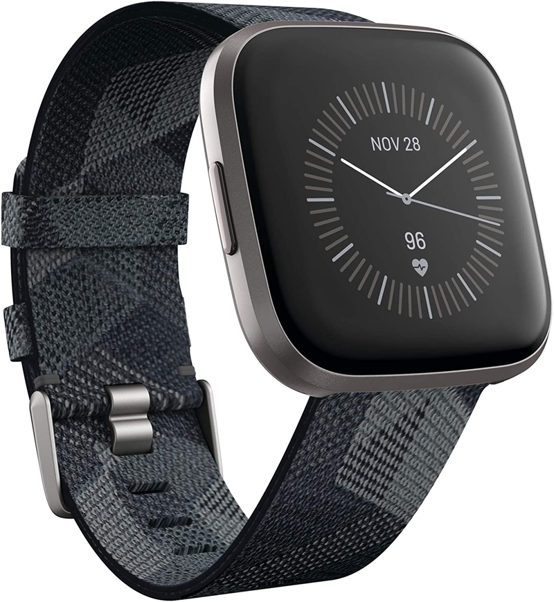Fitbit Versa 2 Health and Fitness Smartwatch with Heart Rate, Music, Alexa Built-In, Sleep and Swim Tracking, Petal/Copper Rose, One Size (S and L Bands Included) Apparel & Accessories > Jewelry > Watches Fitbit Smoke Woven/Mist Grey Special Edition 