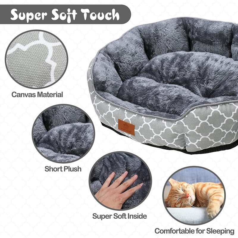 PUPTECK Self Warming Cat Bed, Non-Slip Soft Plush Pet round Donut Cushion with Warm Pads, Thermal Pad Mat for Cats Puppies Small Dogs Cold Days Sleeping Animals & Pet Supplies > Pet Supplies > Cat Supplies > Cat Beds PUPTECK   