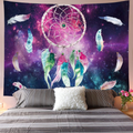 Galoker Dreamcatcher Tapestry Colorful Feather Tapestry Space Tapestry Galaxy Tapestry Psychedelic Tapestry Red Green Starry Sky Art Tapestry Wall Hanging for Home Decor Home & Garden > Decor > Artwork > Decorative Tapestries Galoker Starry Dreamcatcher M/51.2" X 59.1" 