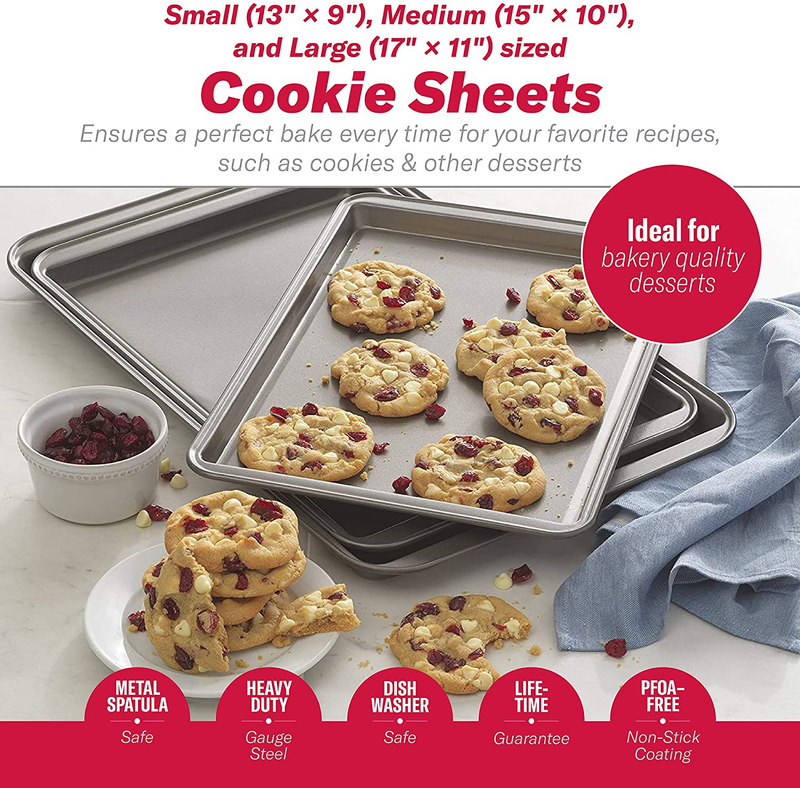 goodcook Steel Nonstick Bakeware, Set Of 3 Non-Stick Cookie Sheet, Multicolor Home & Garden > Kitchen & Dining > Cookware & Bakeware KOL DEALS   