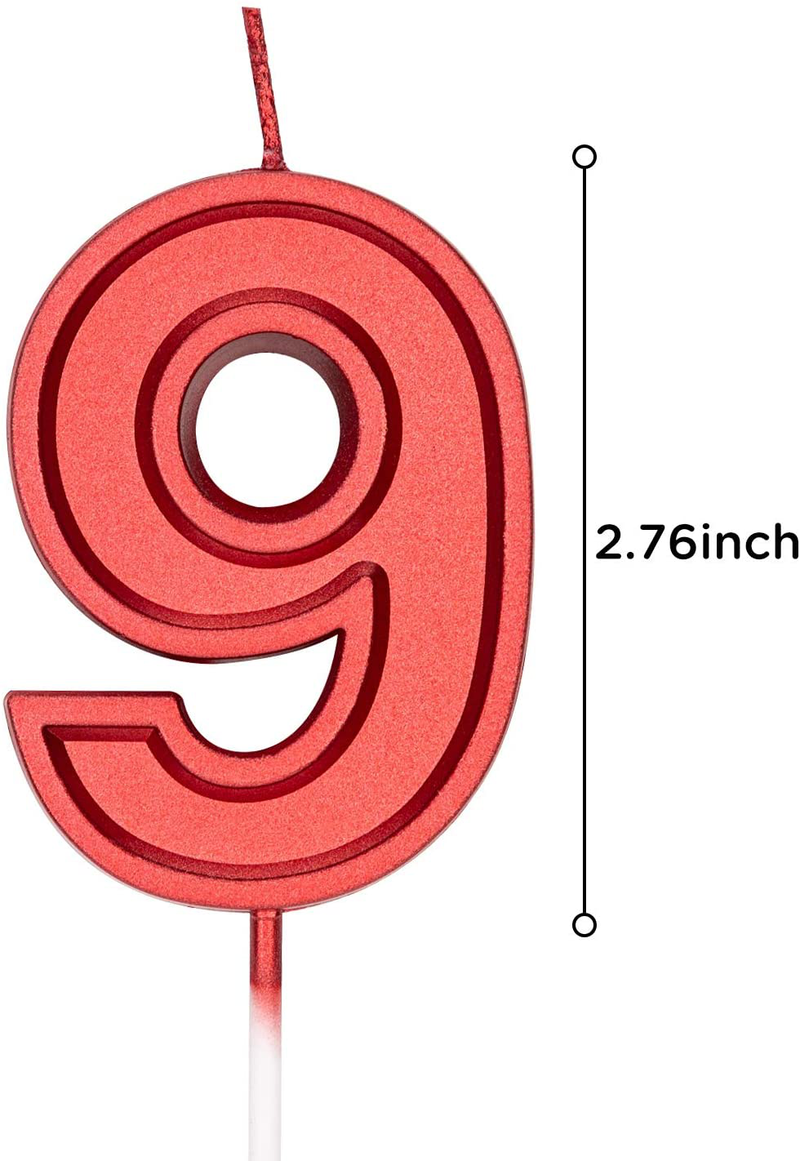 LUTER 2.76 Inch Red Glitter Happy Birthday Cake Candles Number Candles Birthday Candle Cake Topper Decoration for Party Kids Adults (Number 9) Home & Garden > Decor > Home Fragrances > Candles LUTER   