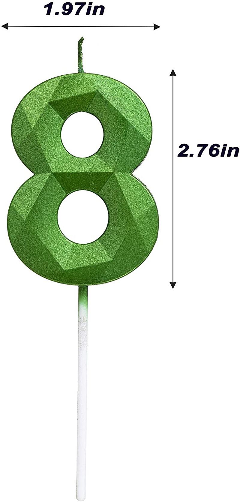 Green Happy Birthday Cake Candles,Wedding Cake Number Candles,3D Design Cake Topper Decoration for Party Kids Adults (Green Number 8) Home & Garden > Decor > Home Fragrances > Candles MEIMEI   