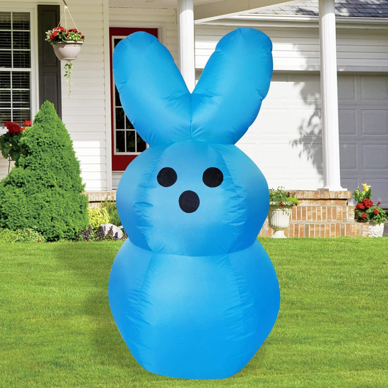 GOOSH 5 Ft Tall Easter Inflatable Decorations Blue Bubble Bunny with Build in Leds Blow up Inflatables for Easter Holiday Party, Outdoor, Yard Decoration Home & Garden > Decor > Seasonal & Holiday Decorations DJ   