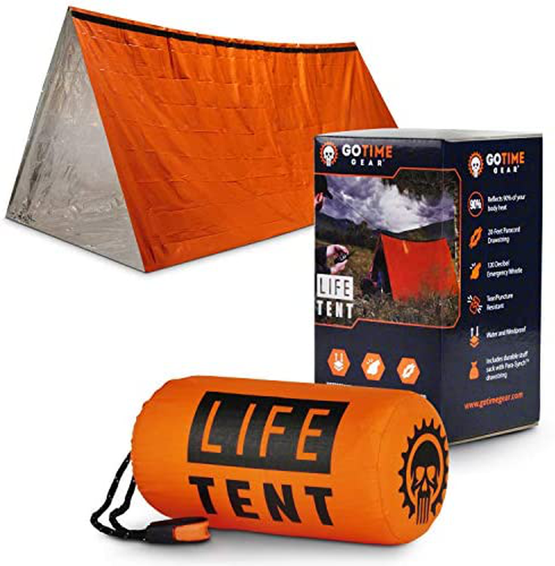 Go Time Gear Life Tent Emergency Survival Shelter – 2 Person Emergency Tent – Use as Survival Tent, Emergency Shelter, Tube Tent, Survival Tarp - Includes Survival Whistle & Paracord Sporting Goods > Outdoor Recreation > Camping & Hiking > Tent Accessories Go Time Gear Orange  