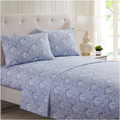 Mellanni Queen Sheet Set - Hotel Luxury 1800 Bedding Sheets & Pillowcases - Extra Soft Cooling Bed Sheets - Deep Pocket up to 16 inch Mattress - Wrinkle, Fade, Stain Resistant - 4 Piece (Queen, White) Home & Garden > Linens & Bedding > Bedding Mellanni Paisley Blue Twin XL 