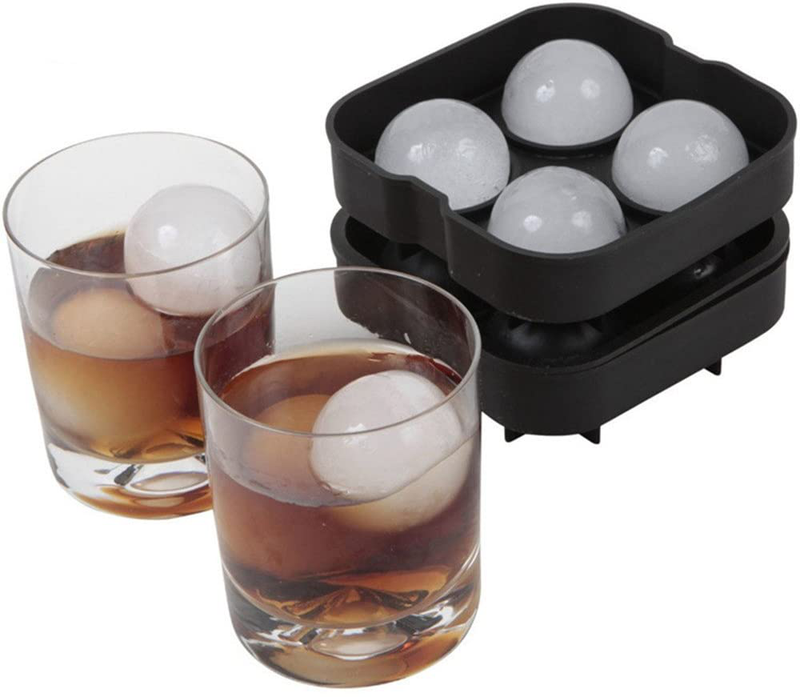 Silicone Ice Cube Trays Combo Round Ice Ball Spheres Ice Cube Tray Mold (6 Round Ice Ball Black)