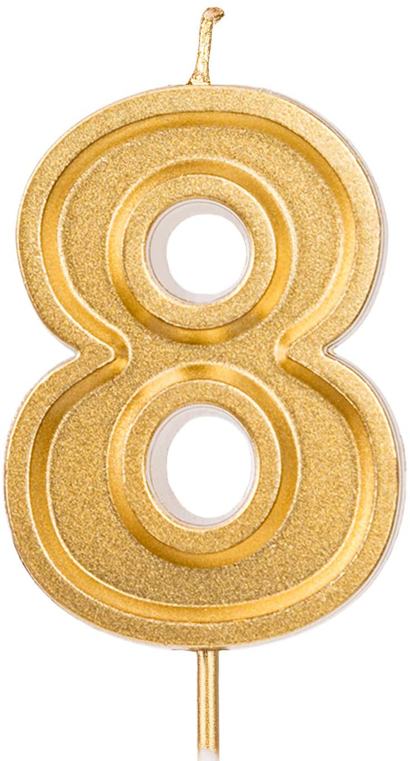 LUTER 2.76 Inches Large Birthday Candles Gold Glitter Birthday Cake Candles Number Candles Cake Topper Decoration for Wedding Party Kids Adults (1) Home & Garden > Decor > Home Fragrances > Candles LUTER 8  