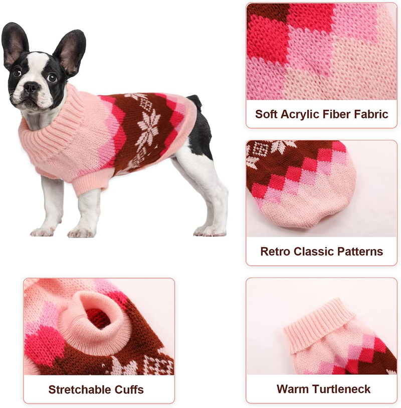 Nanaki Cozy Pet Dog Sweater Soft Knitwear, Retro Thickening Warm Turtleneck Dog Cat Winter Clothes Knitted Dog Pullover, Pet Sweater Shirt Vest Coat for Small Pup Dog Cat Apparel Christmas Halloween Animals & Pet Supplies > Pet Supplies > Cat Supplies > Cat Apparel Nanaki   